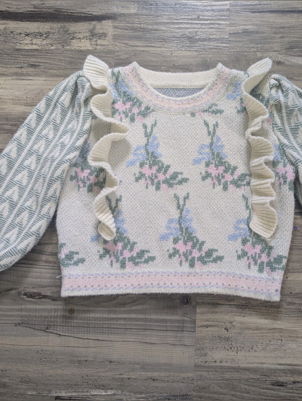Adorable Floral Knit Girls Sweater